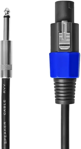 Vista 3 de 2 cables de altavoz profesional de 3 pies a 1/4, par de 3 pies de calibre 12 Speakon a amplificador de audio macho de 1/4 pulgadas, cable resistente