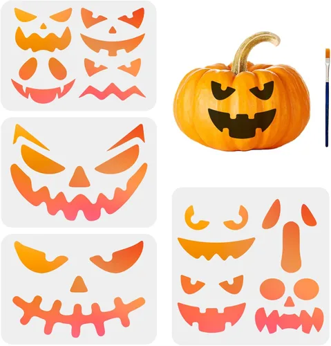 Vista 15 de MAYJOYDIY Plantilla de tela de araña para pintar, material flexible de PET transparente de 11.8 x 11.8 pulgadas, tema de Halloween, decoración