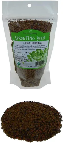 Handy Pantry Mezcla orgánica de germinación de ensalada y microverduras, 8 onzas, sin OMG, mezcla de alta germinación de alfalfa, brócoli, lentejas,