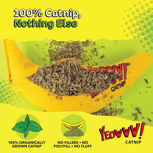 Vista 6 de ¡Yeowww! Juguete de Hierba Gatera, Plátano Amarillo