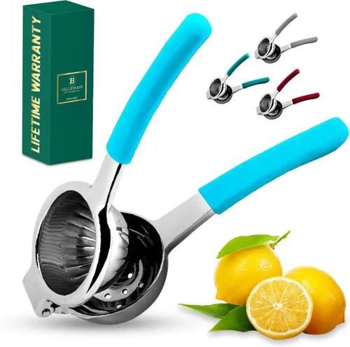 Vista 9 de Bellemain Exprimidor de cítricos Exprimidor de limón de metal Exprimidor de lima y limón de acero inoxidable con asas de silicona Exprimidor