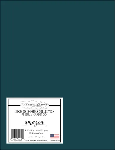 Cardstock Warehouse Lessebo Colours Amazon - 8.5 x 11 pulgadas - 83 libras / 7.94 oz/m² de papel de cartulina mate premium - 25 hojas