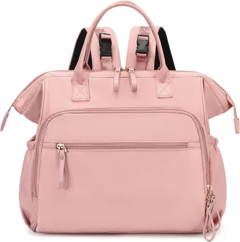 Vista 10 de LORADI Bolsa de Pañales Convertible Tipo Tote, Parte Superior Amplia Abierta 14 Bolsillos Elegante Bolsa de Pañales para Bebé con Hebilla