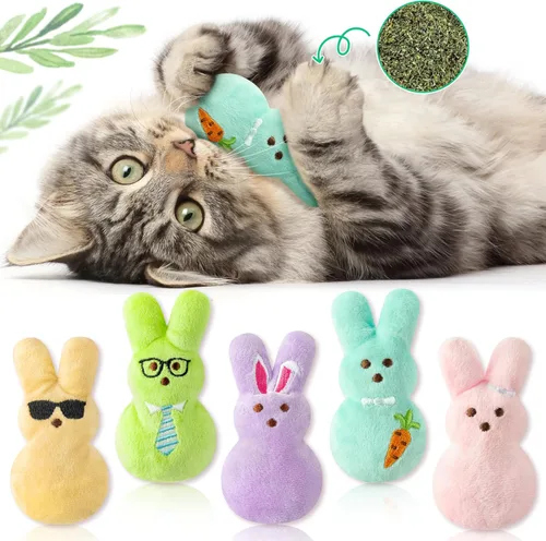 Vista 16 de MALLMALL6 Juguetes de Pepinillo y Hierba Gatera para Gatos - 5 Piezas Juguetes Interactivos de Pepinillo y Catmint para Gatos