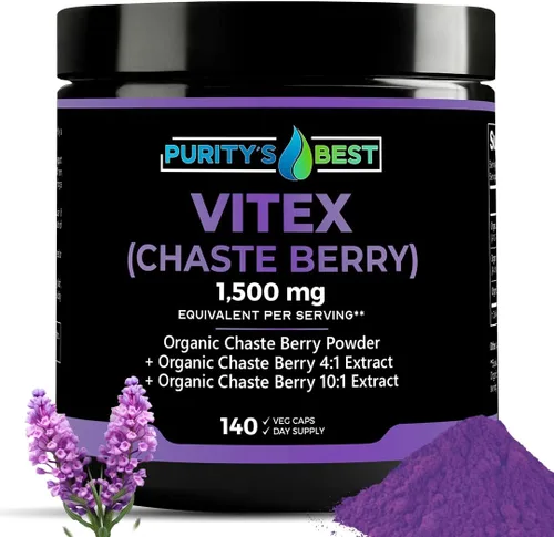 Purity's Best Vitex (Chaste Berry), fórmula concentrada de 300 mg, apoya el equilibrio hormonal y la salud menstrual, 140 cápsulas vegetales,