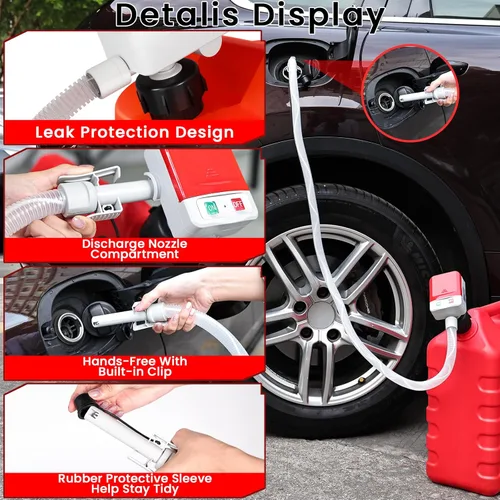 Vista 6 de anngrowy Bomba de transferencia de combustible alimentada por batería con parada automática, transferencia de bomba de gas con 4 adaptadores