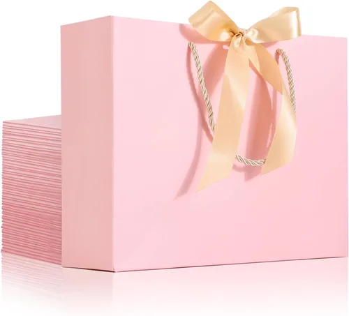 Vista 20 de EUSOAR Bolsas de regalo de papel con asas, 3 bolsas de papel kraft negras de agradecimiento de 10.6 x 3.1 x 8.3 pulgadas, con asa de lazo de cinta