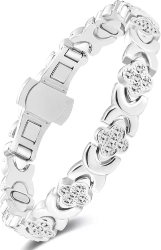 Vista 11 de Pulseras de cobre puro Feraco para mujer, pulsera magnética 5X de ultra resistencia con imanes de neodimio de 5000 gauss y cierre de mariposa