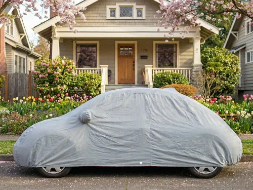 Vista 3 de CarsCover Medida personalizada para Volkswagen New Beetle, cobertor de auto con 5 capas de escudo, impermeable para VW Beetle