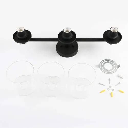 Vista 6 de Pathson Lámpara de techo semiempotrada de 3 luces, lámpara colgante industrial con pantalla de cristal, lámpara de techo para pasillo, loft, cocina