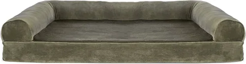 Vista 213 de Furhaven - Cama ortopédica para perros, estilo sofá, acolchada, con funda extraíble y lavable, color gris hierro, tamaño jumbo plus (XXL)