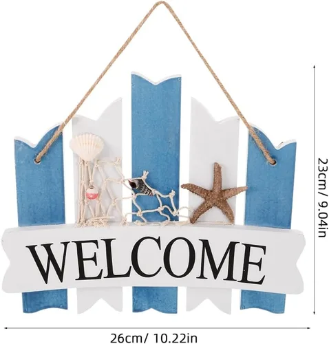 Vista 9 de Guirnalda de puerta delantera, letrero de bienvenida costero, decoración de puerta para salas de casa, letrero de bienvenida náutico para puerta
