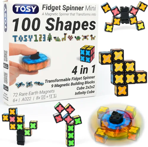 Vista 16 de TOSY Spinner Magnético Fidget que Brilla – 16 bloques, juguete 3 en 1: Spinner Fidget Transformable, cubo infinito/rompecabezas, brillante, regalo