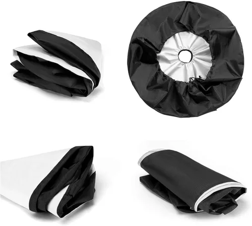 Vista 6 de Delerain Cubierta para neumático de repuesto con orificio de cámara de respaldo, brújula, cubierta de rueda negra, protección solar impermeable