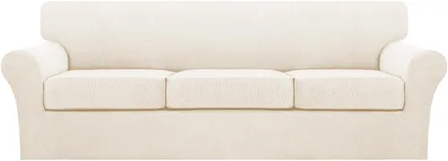 Vista 35 de Fundas de sofá de 4 piezas para sofá de 3 cojines, funda de sofá suave para perros, fundas de sofá lavables con 3 fundas de cojín individuales