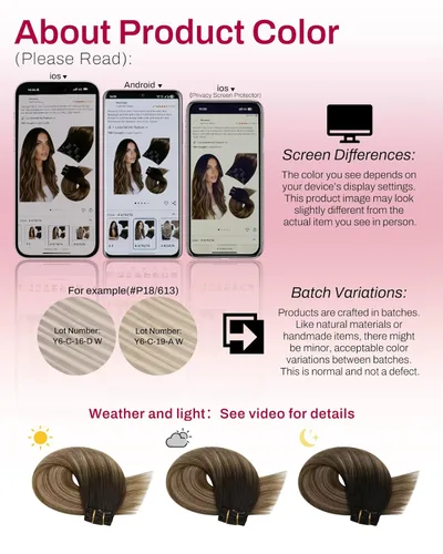 Vista 7 de Moresoo Extensiones de cabello humano con clip, balayage, color marrón oscuro a marrón dorado con clip, extensiones de cabello humano con clip, 5