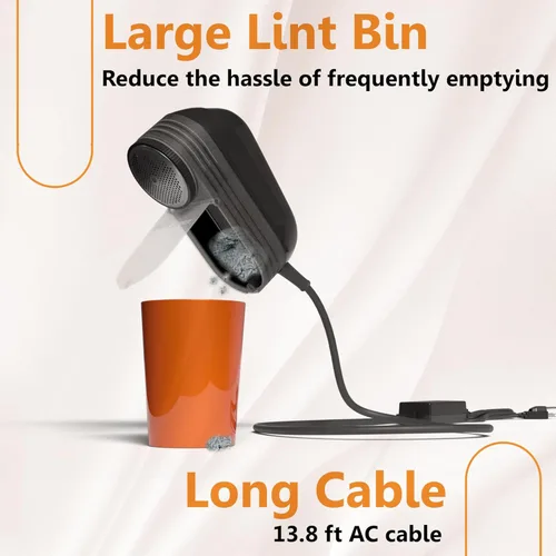 Vista 4 de Pionix Extra Power Afeitadora de Tela - Removedor Eléctrico de Pelusas de 35W para Ropa/Tapicerías/Muebles/Sofás - Velocidad de 12000 RPM