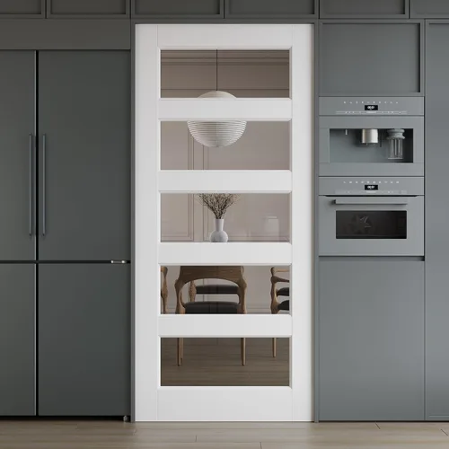 Vista 21 de 3-Lite - Losa de puerta de vidrio transparente templado de 18 x 80 pulgadas, coctelera interior pintable, adecuada para sala de estar, despensa