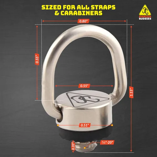 Vista 4 de Danger Buddies Clip de mosquetón para cámara con anillo en D - Fija fácilmente un mosquetón a tu cámara con este anillo en D de montaje de trípode