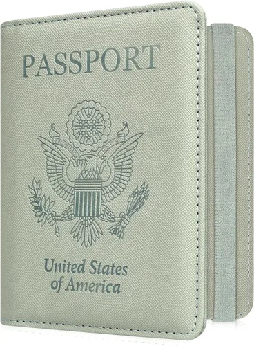 Vista 12 de ACdream Cartera de viaje con bloqueo RFID para pasaporte, funda de piel sintética de alta calidad con soporte para tarjetas, ranura para bolígrafo