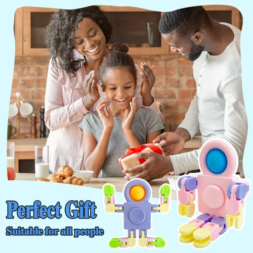 Vista 6 de 20 juguetes sensoriales divertidos para ansiedad, juguete de cadena transformable, juguete de dedo robot para aliviar el estrés, juguetes