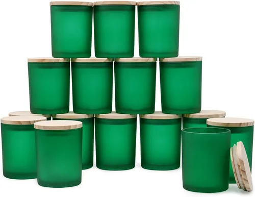Vista 38 de SHOWIN Tarros gruesos para hacer velas, 16 unidades, tarros vacíos de 7 onzas con tapas de madera para hacer velas, contenedor de muestra, Navidad