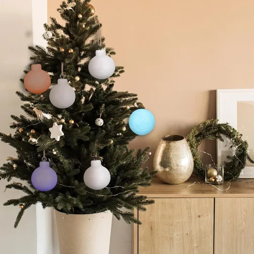 Vista 6 de Hiboom 6 bolas de Navidad de madera sin terminar, redondas, naturales, de 2.6 x 2.4 pulgadas, adornos para árboles de Navidad, manualidades