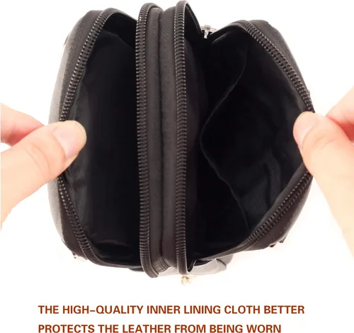 Vista 9 de Funda de cuero de alta calidad para teléfono, paquete de cintura unisex para cigarrillos, funda de cinturón con clip vertical, estuche de transporte