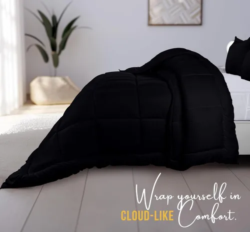 Vista 6 de Utopia Bedding Juego de edredón King – Juego de edredón negro de 3 piezas tamaño King – El relleno de edredón alternativo incluye 1 edredón