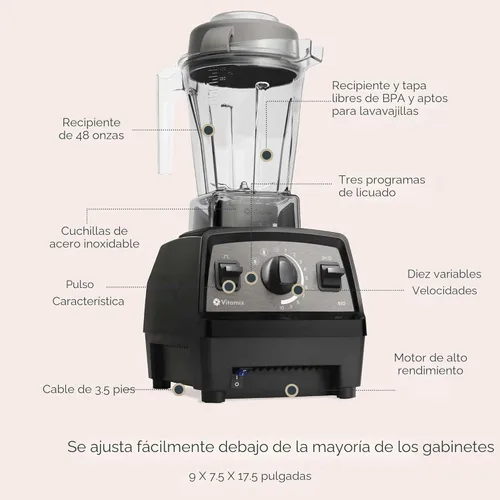 Vista 4 de Vitamix Propel Series 510 - Licuadora con tres programas de mezcla, licuadora de grado profesional para batidos y más, cuchillas de acero
