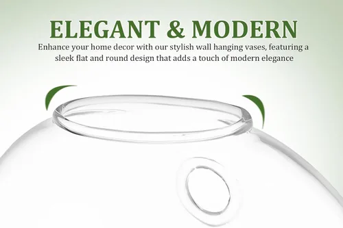 Vista 7 de 4pcs Wall Hanging Glass Flower Vessels Flat Oblate Bubble Design Hanging Holders for Indoor Plants Terrarium Stand Home Décor