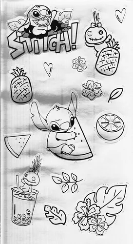 Vista 4 de Silver Buffalo Lilo and Stitch - Botella de agua de plástico con boquilla giratoria de té de burbujas con calcomanías holográficas You Stick