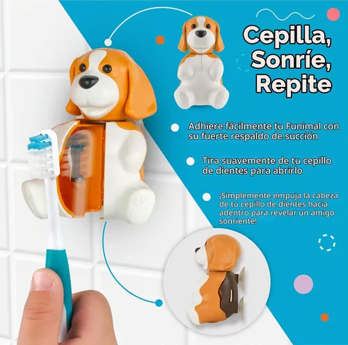Vista 4 de Flipper Fun Animal - Funda para cepillo de dientes con diseño de pingüino, soporte para cepillos de dientes para niños con tapa, soportes