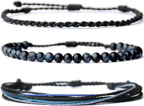Vista 17 de Pulsera curativa hecha a mano con cuentas de piedra natural, regalo para hombres, pulsera de cuerda ajustable