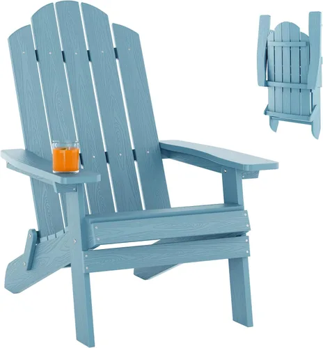 Vista 22 de MXIMU Folding Adirondack Chair for Outdoor: Easy Assembly and Comfortable Adirondack Chairs - Foldable Composite Fire Pit Chairs - All Weather
