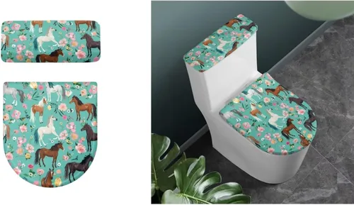 Vista 122 de Flashideas Juego de cubierta para tanque y tapa de inodoro con estampados de patas de perro coloridas - Elástico, se adapta a la mayoría de tanques