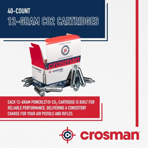 Vista 3 de Crosman Cartuchos de CO2 de 12 gramos para rifles de aire y pistolas de aire 23140-N, el embalaje puede variar (paquete de 40 unidades)