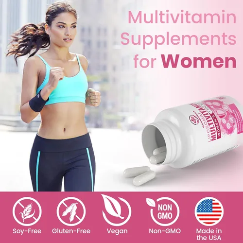 Vista 4 de Sambugra Multivitamínico liposomal para mujeres de 1400 mg – Suplementos diarios de vitaminas para mujer con hierro, vitamina A, C, D, E y B