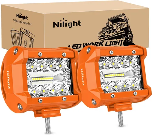 Vista 9 de Nilight - 2 luces LED de triple fila de 4 pulgadas, 60W y 6000LM y haz amplio combinado, barra de luz con soporte de montaje tipo pilar-A y kit