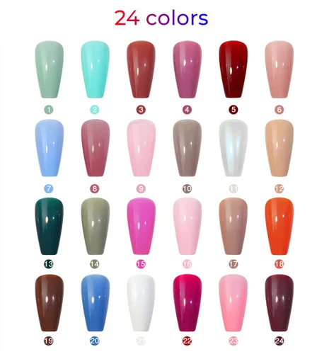 Vista 2 de Juego de 576 uñas postizas acrílicas de longitud media, 24 uñas postizas acrílicas de color sólido, uñas postizas cortas de bailarina, cobertura