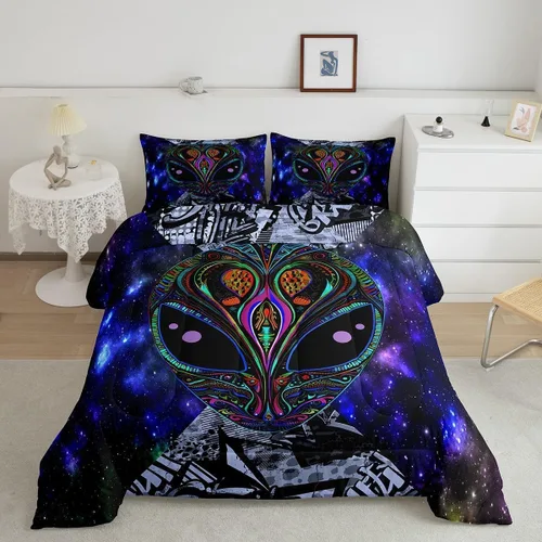 Vista 70 de Juego de ropa de cama con estampado de panal de abeja, juego de edredón con patrón hexagonal de fuego rojo y negro para niños, niñas, adolescentes