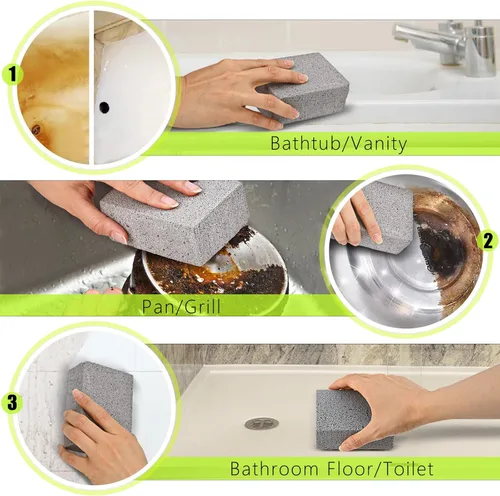 Vista 4 de Maryton Grill Stone Cleaning Brick - Griddle Grills Cleaning Kit Block Pumice Stone for Removing Stains BBQ Grease, 3 Count