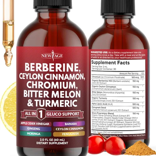 Vista 10 de Berberina con suplemento de canela de Ceilán gotas líquidas + extracto de melón amargo, glucomanano, gimnasia, cromo, cúrcuma, Panax Ginseng