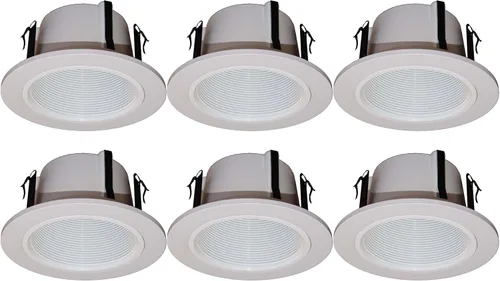Paquete de 6 bafle escalonados fenólicos de voltaje de línea de 4 pulgadas para luz empotrada, color blanco reemplaza al halo 993w
