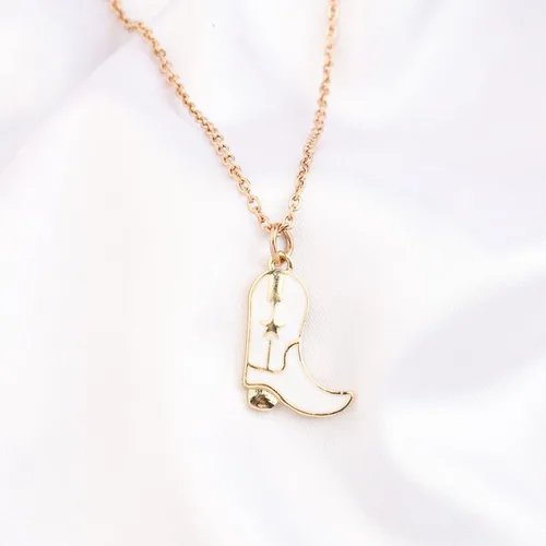 Vista 5 de FUSTMW Collar de botas de vaquera, amantes de los caballos, regalos ecuestres para propietarios de jinetes de caballos, joyería de vaquera