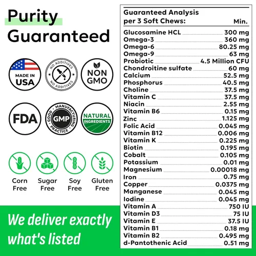 Vista 5 de BARK&SPARK Vitaminas y suplementos para perros, golosinas masticables multivitamínicas para perros, glucosamina condroitina para apoyo articular +