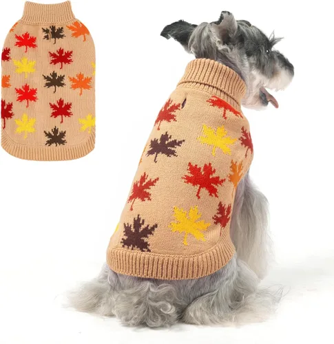 Vista 10 de BEAUTYZOO Suéter para Perro Pequeño Hembra Macho, Suéter Pullover de Cuello Alto de Forro Polar para Perro, Suéter de Punto Suave Cálido y Lindo