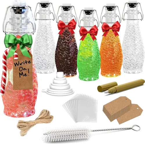 Vista 13 de Nevlers Botellas de vidrio cuadradas de 8.5 onzas con tapones, botella de vidrio abatible con tapa, paquete de 6 unidades, juego de botellas