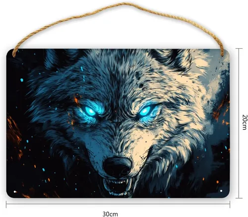 Vista 3 de Sci-fi Wolf Wooden Sign 12x8 Inch - Decor for Cyber Aficionados & Wolf Admirers, Great for Sci-Fi-Themed Rooms & Art Galleries