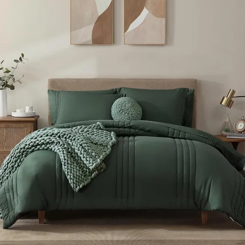 Vista 11 de Monbix Juego de ropa de cama tamaño Twin XL - Juego de 5 piezas extra largo para dormitorio, diseño acolchado, cama en una bolsa Twin XL